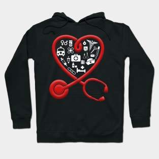 Nurse Valentine_s Day Heart Stethoscope Hoodie